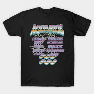 Aquarius Retro 90s Band Zodiac Birthday Traits Lightning T-Shirt